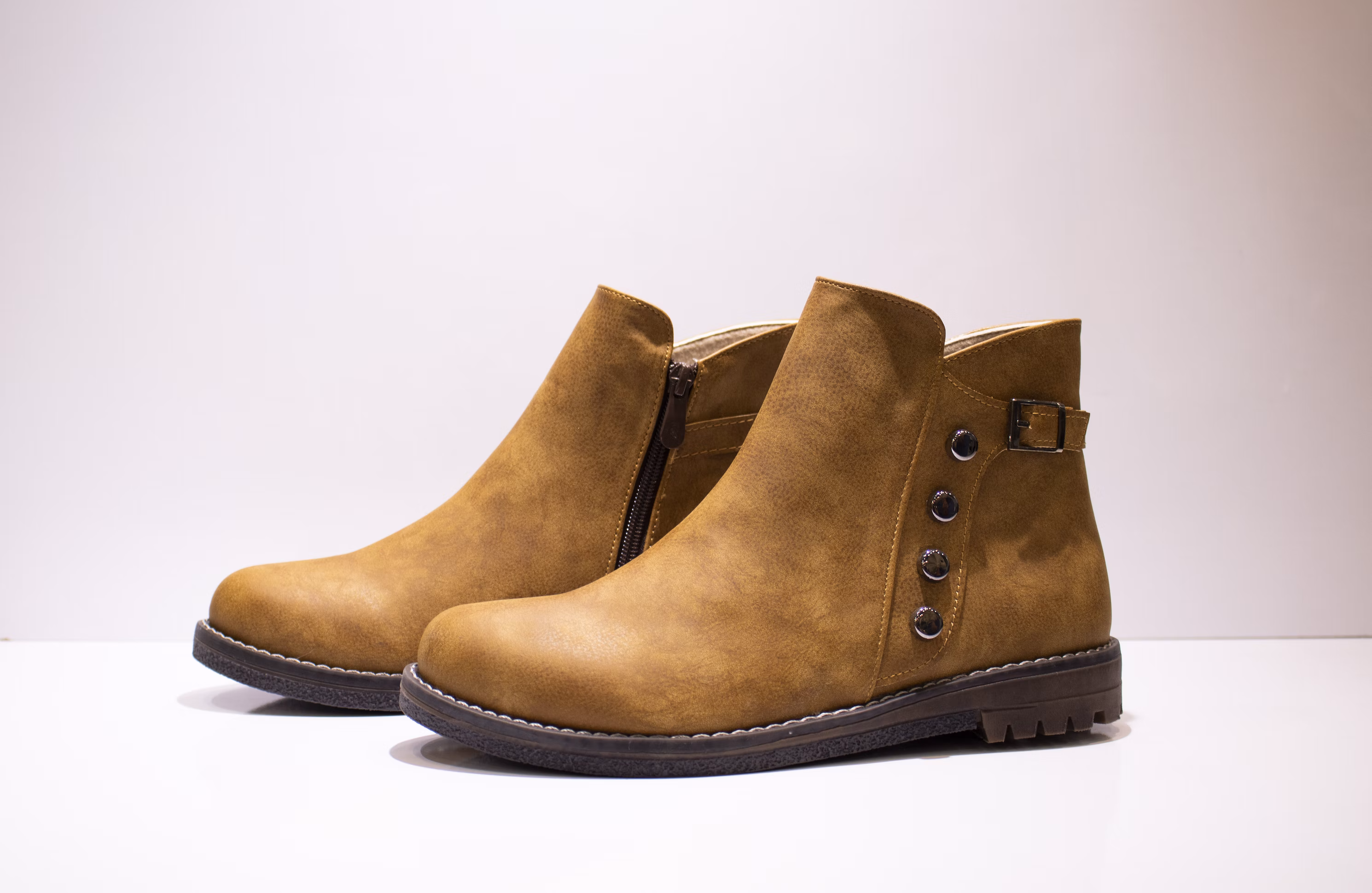 Modern and strong leather boot.